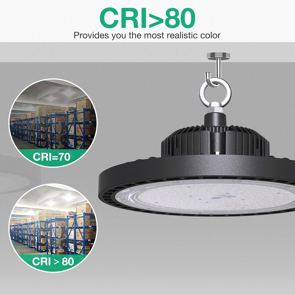2 Pcs UFO LED High Bay Light, 150W, 21000 LM, 5000K Daylight, IP65 Waterproof, Non-Dim, 5ft Cable with US Plug Y394