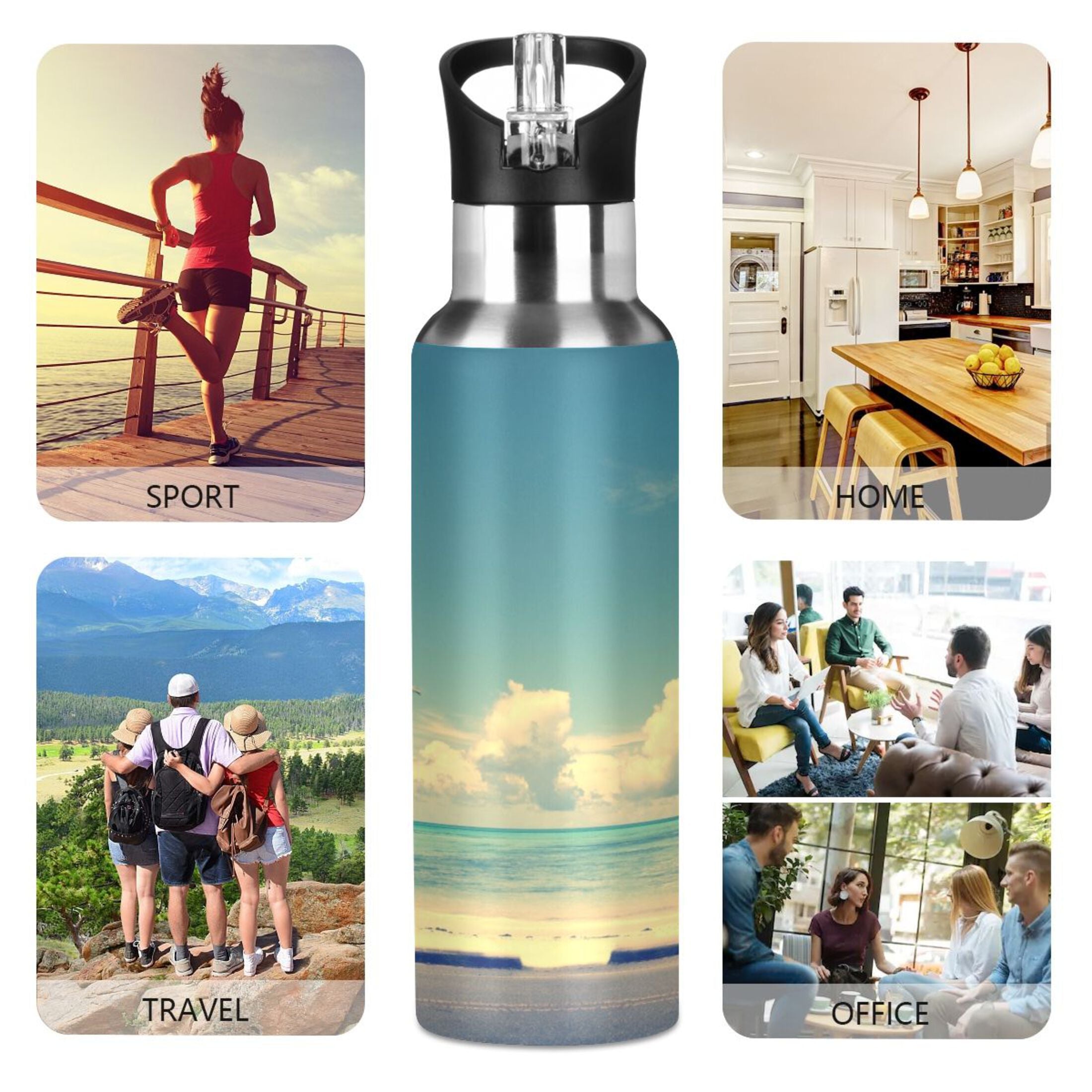 Insulated Stainless Steel Water Bottle with Straw Lid 20 oz C9815