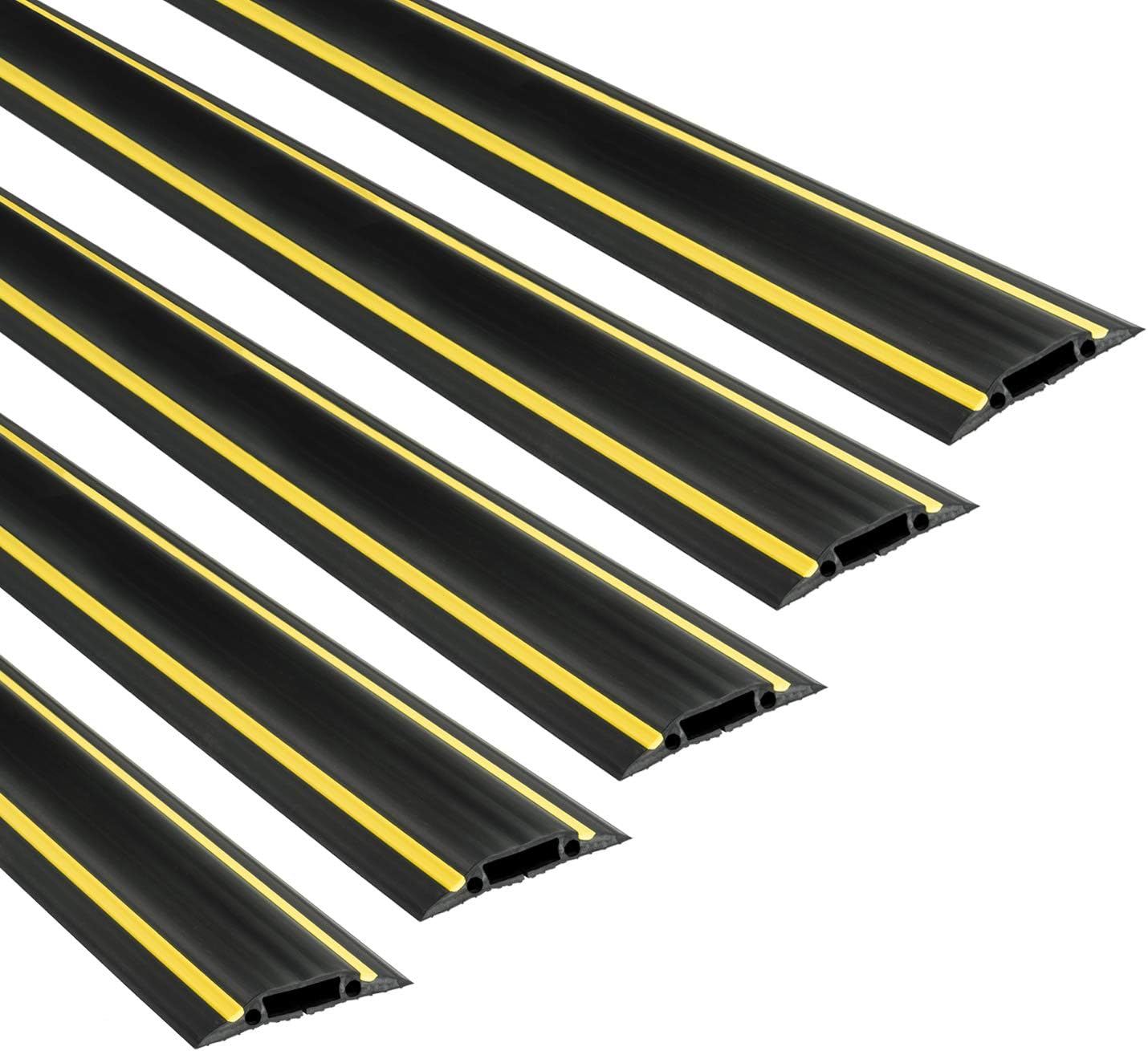6FT Floor Cord Cover Cable Protector 5 Pack Black Yellow N6676