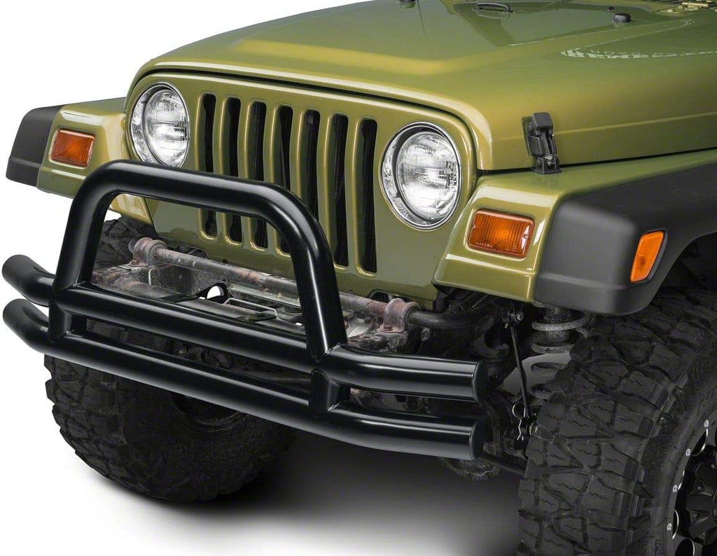 Gloss Black Double Tubular Front Bumper with Classic Over-Rider Hoop Y75237