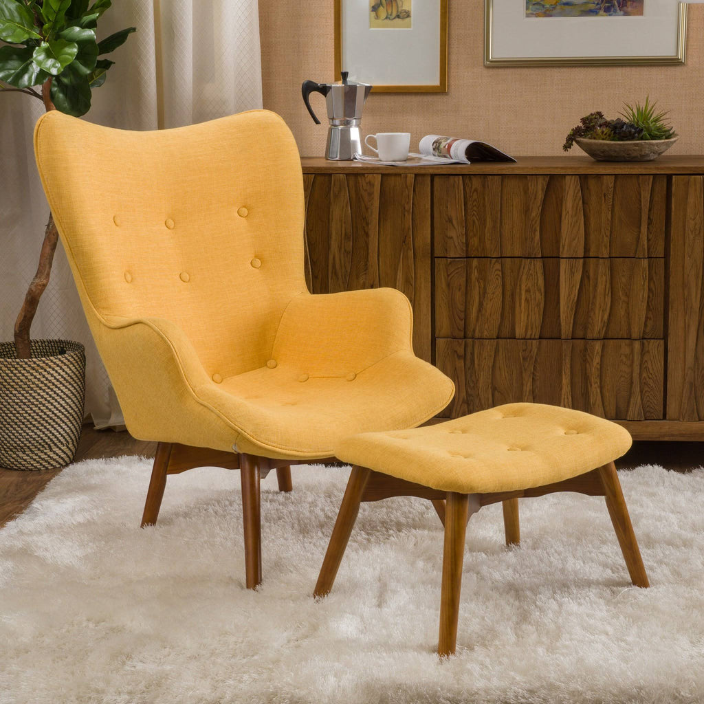 Purple Fabric Contour Chair with Footstool Set C35733