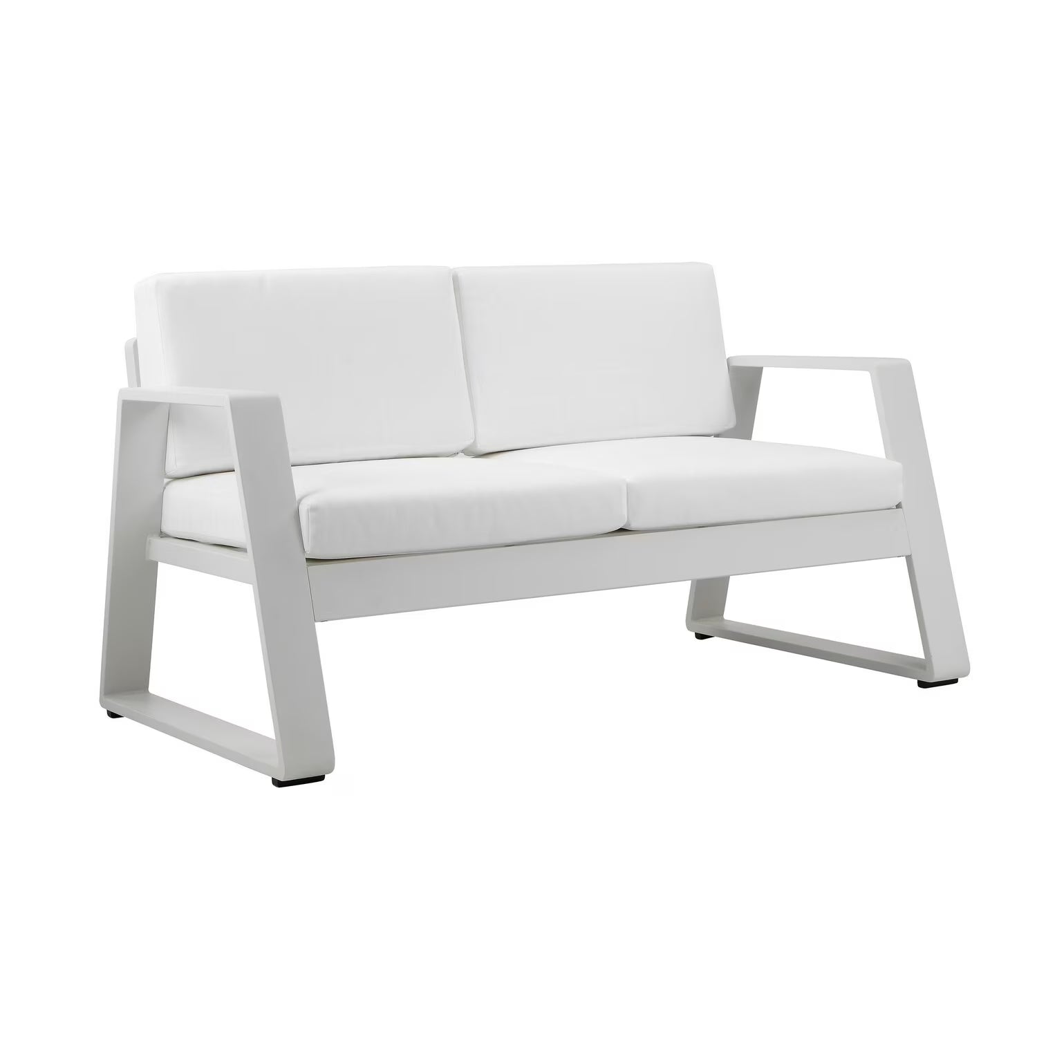 White Aluminum Outdoor Sofa with Fabric Cushions P1453