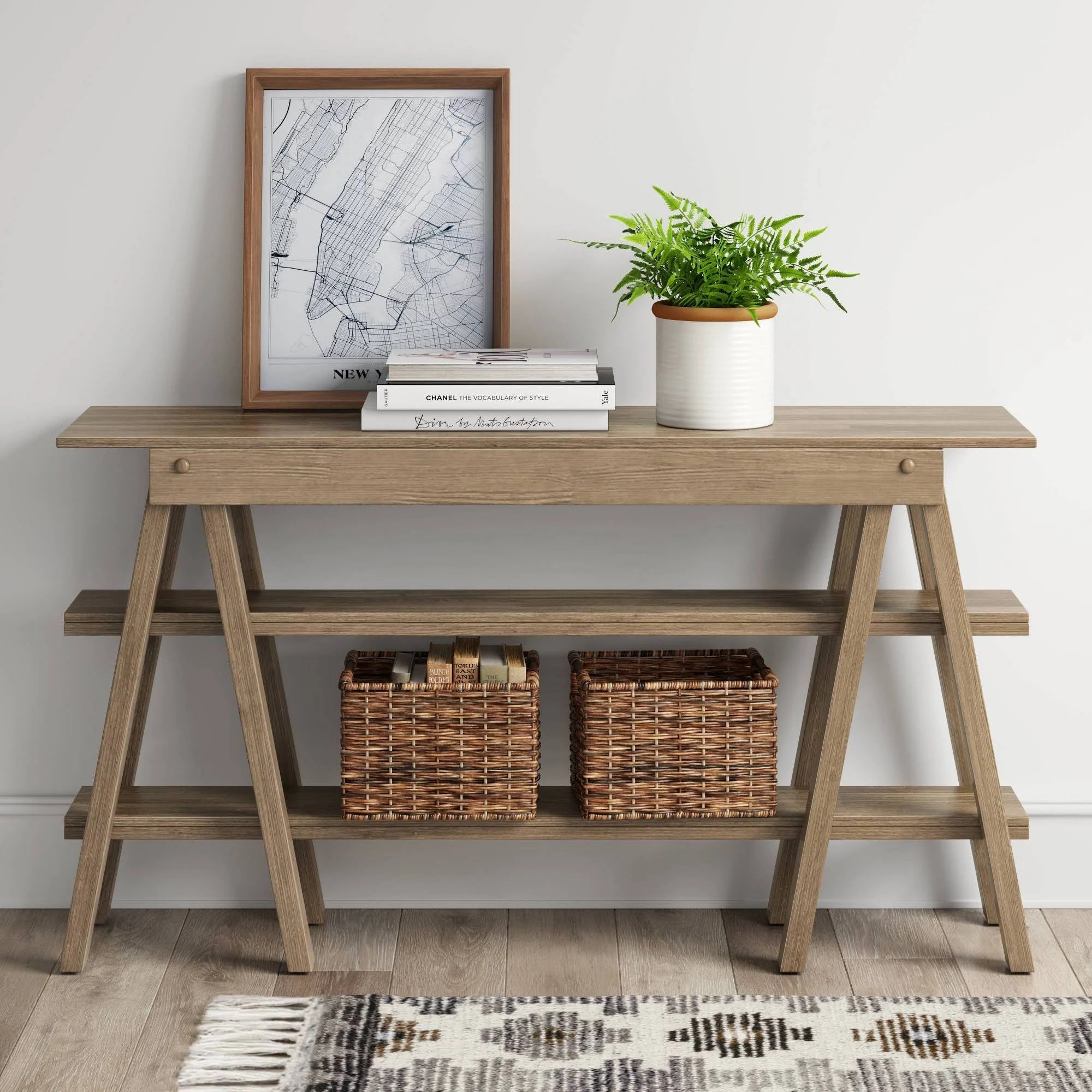 Natural Wooden Horizontal Bookshelf A738855