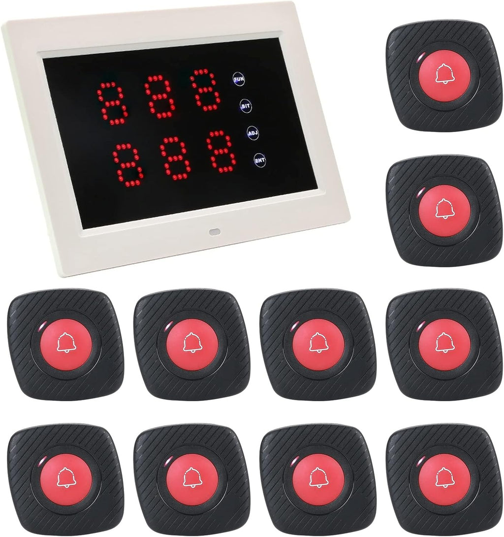 Wireless Calling System with 1 Number Display and 10 Waterproof Call Buttons B85561