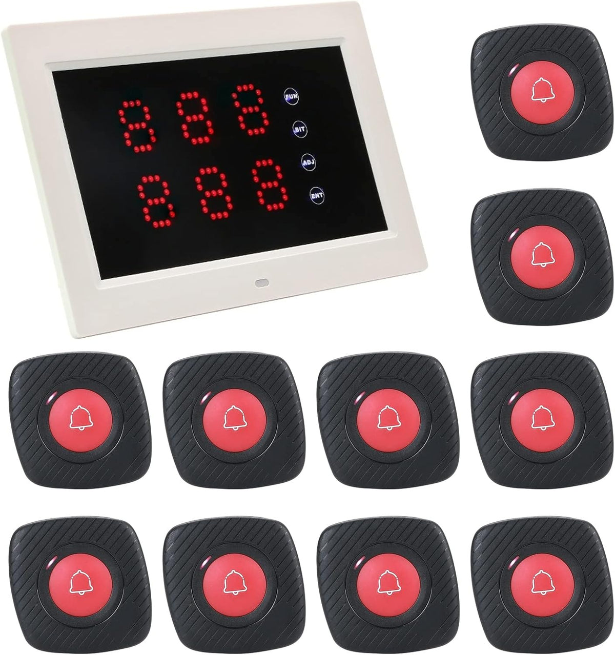 Wireless Calling System with 1 Number Display and 10 Waterproof Call Buttons B85561