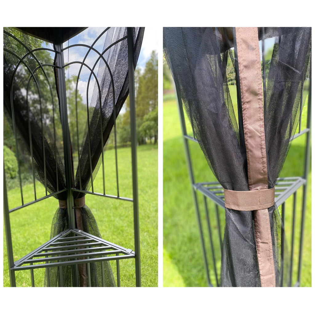 Ventilated Double Roof Gazebo with Mosquito Netting S4854