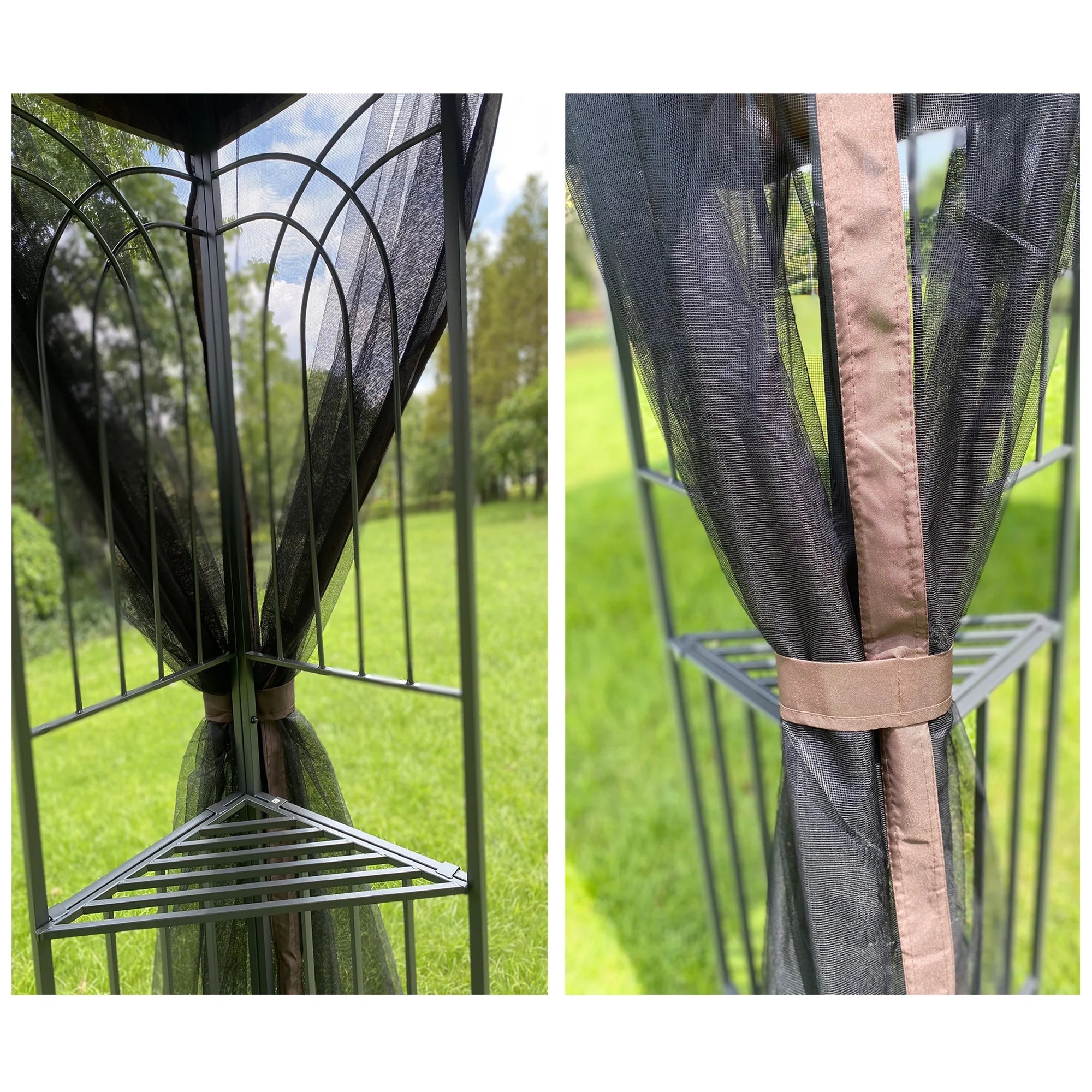 Ventilated Double Roof Gazebo with Mosquito Netting S4854