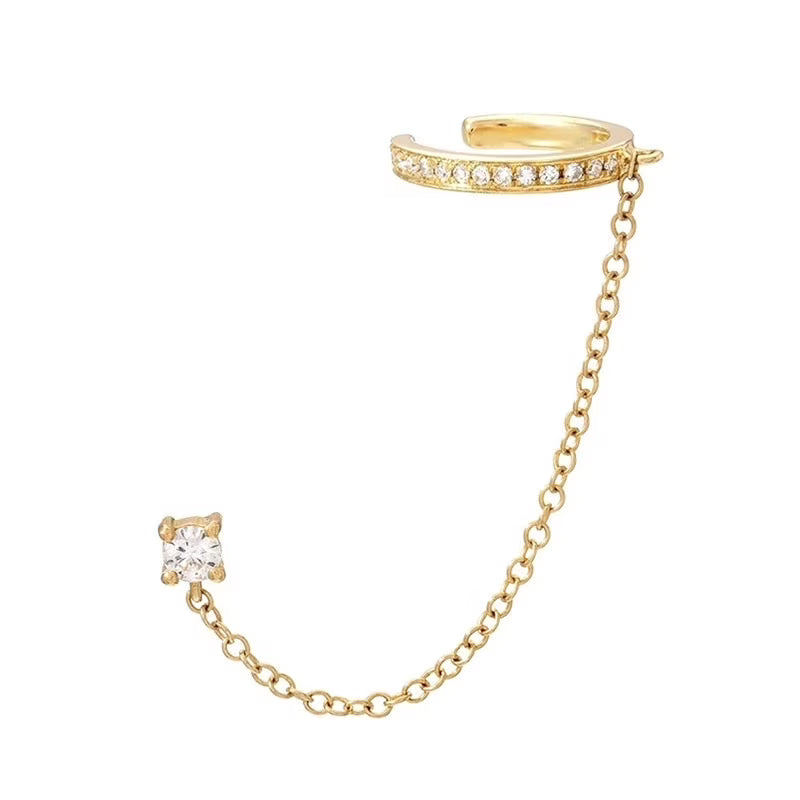 Diamond Ear Clip Tassel Earrings D3546