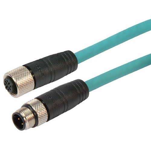 Category 5e M12 4 Position D Code SF/UTP Industrial Cable, 1.0m Q1305