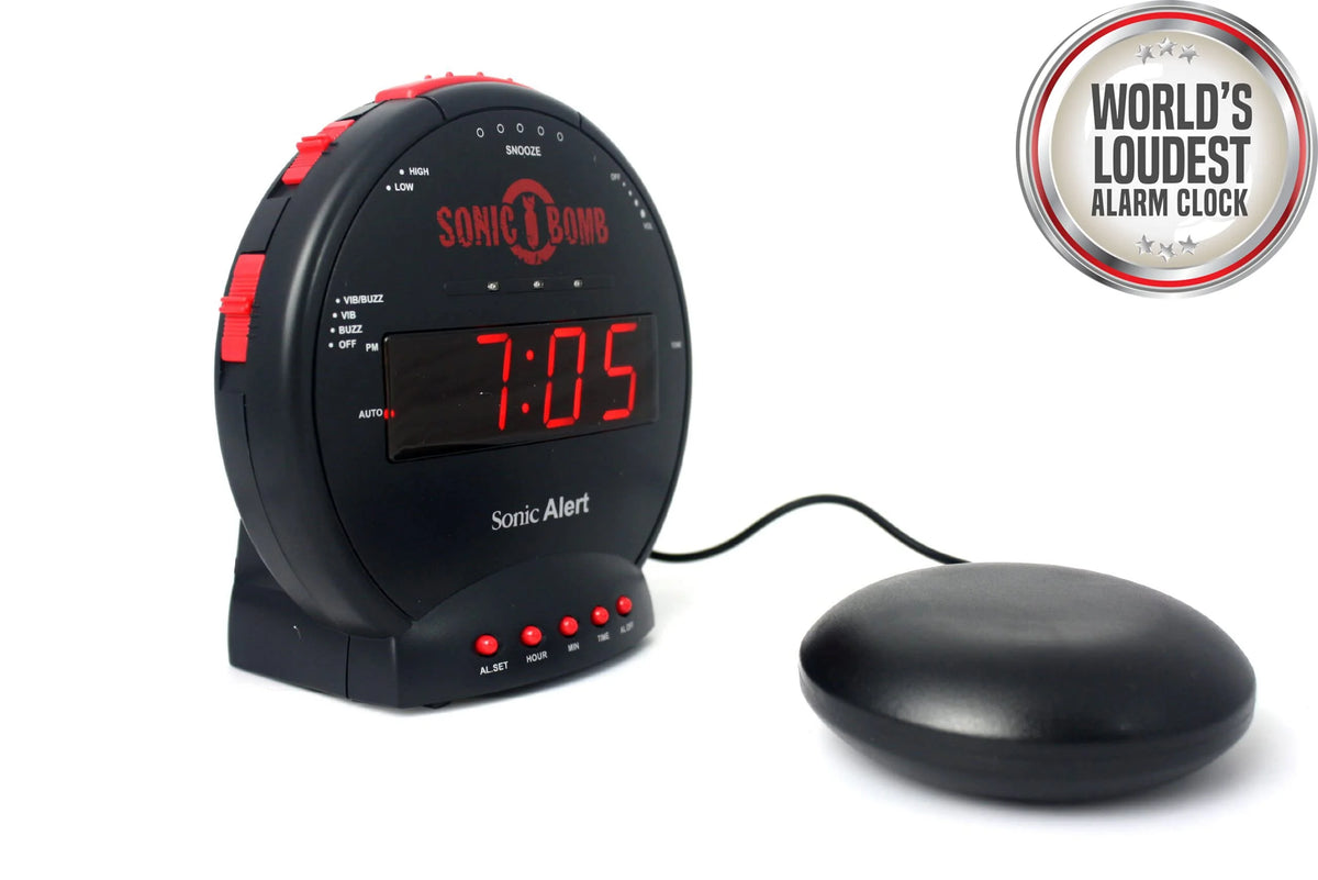 Black Dual Extra Loud Alarm Clock with Bed Shaker Y6038