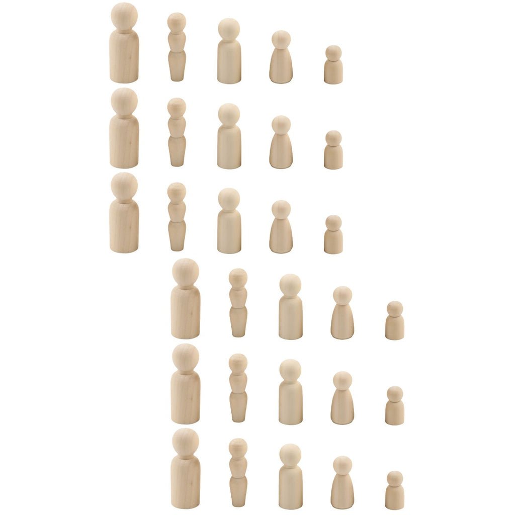 80 Pcs Blank Wooden Peg People Figures J421643