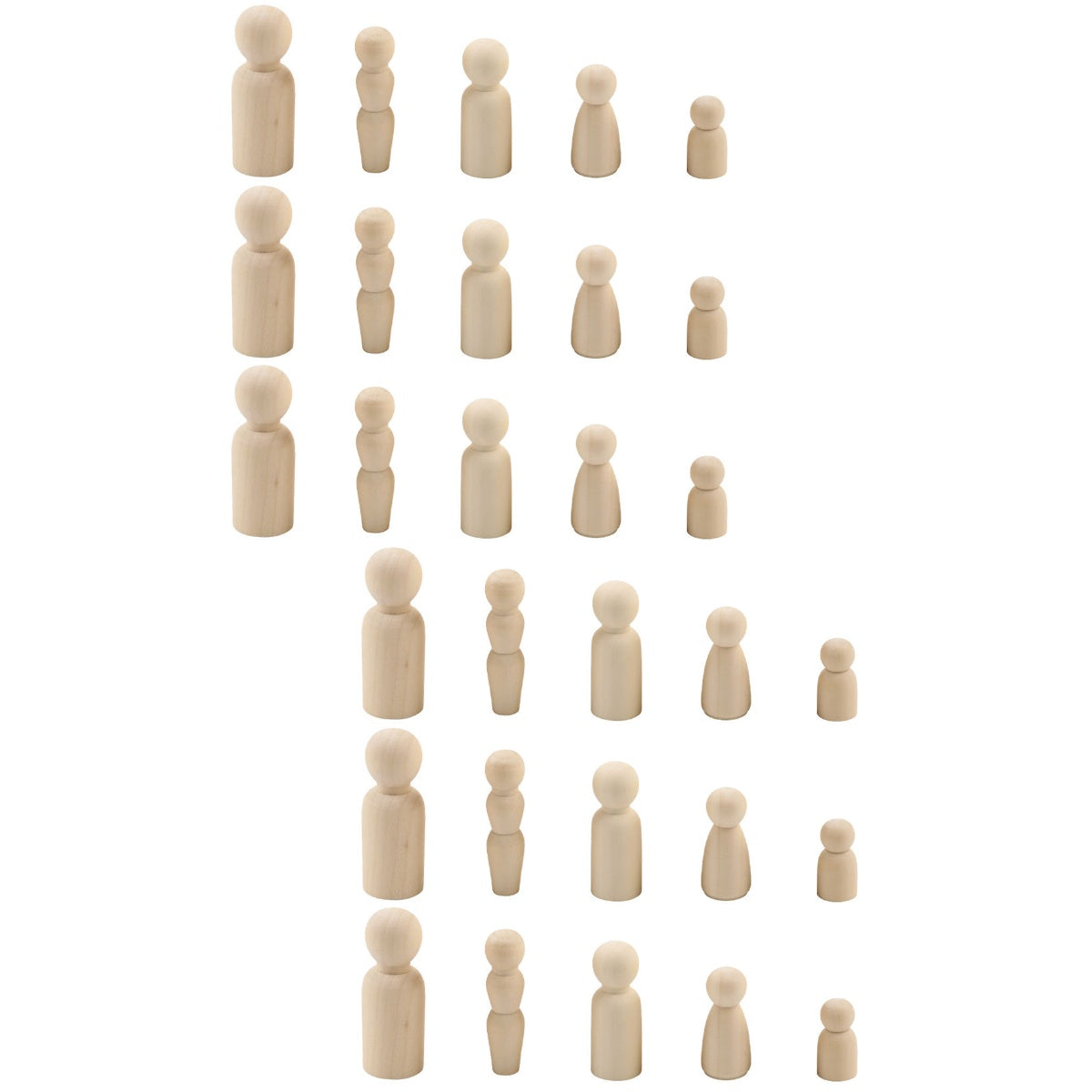80 Pcs Blank Wooden Peg People Figures J421643