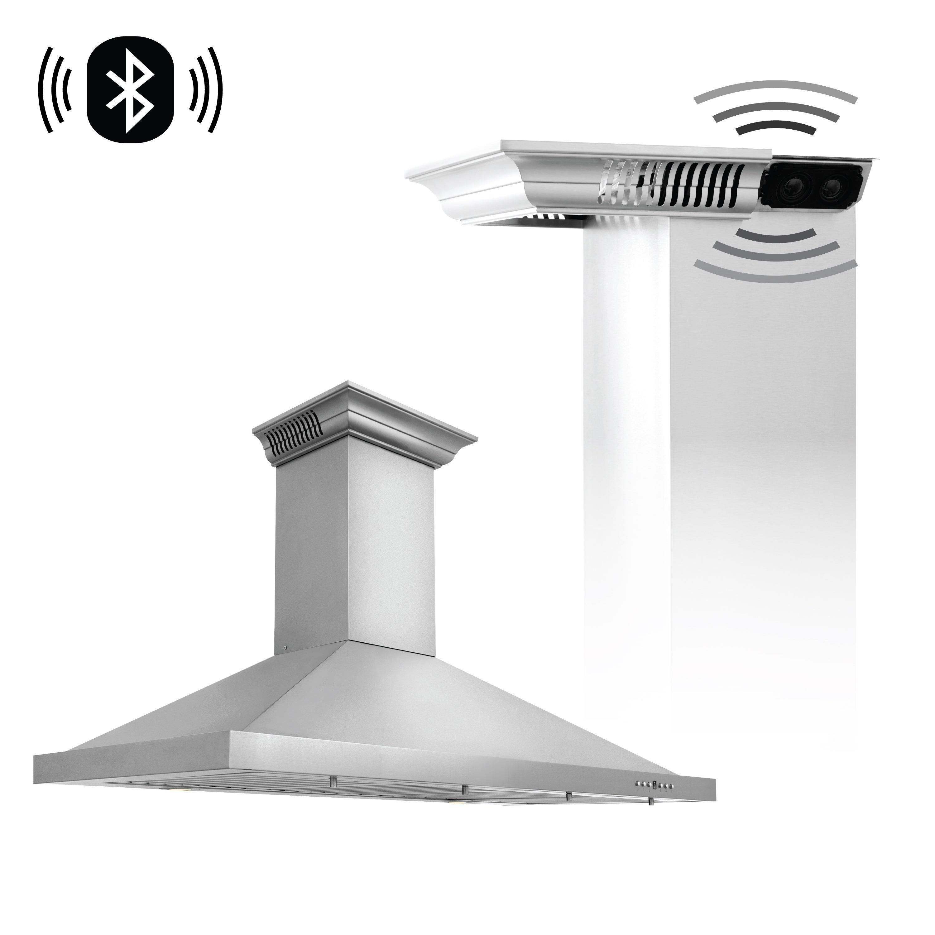 42 in. Wall Mount Range Hood in Stainless Steel with Built-in Bluetooth Speakers X6073