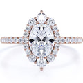 Vintage Oval Moissanite and Diamond Halo Wedding Ring in 10k Rose Gold O22679