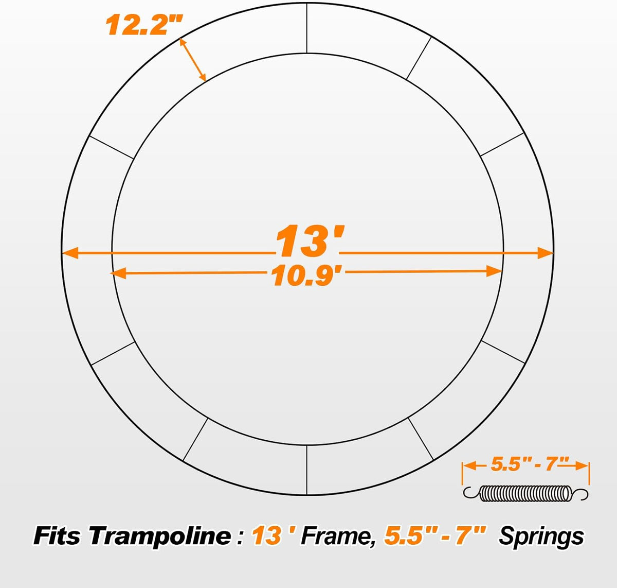 Trampoline Pad With Opening, 0.8" Thick Foam, Replacement Safety Spring Cover, Extra Storage Bag K33742