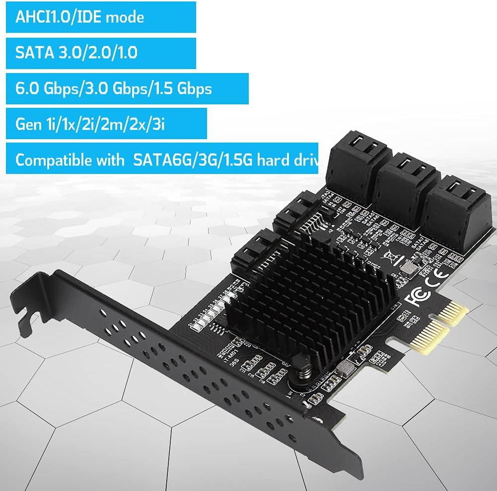 8 Ports PCI-E to SATA 3.0 Expansion Card with Driver Disc W9250