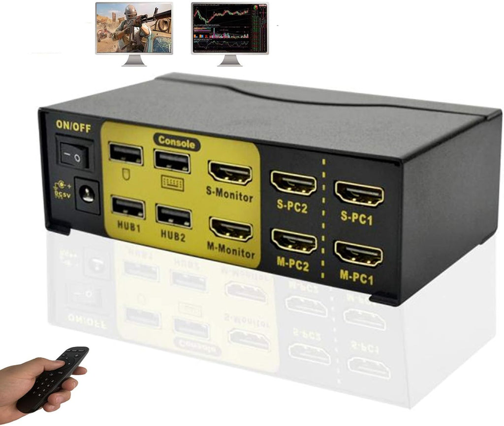 Kvm Switch Dual Monitor HDMI 2 Port USB 2.0 Hub 4k@30Hz N356492