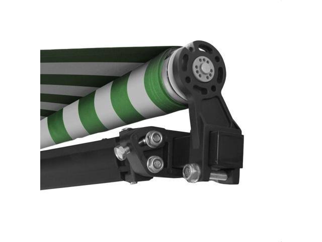 Motorized Retractable Patio Canopy Awning 13x10 Green/White M400471