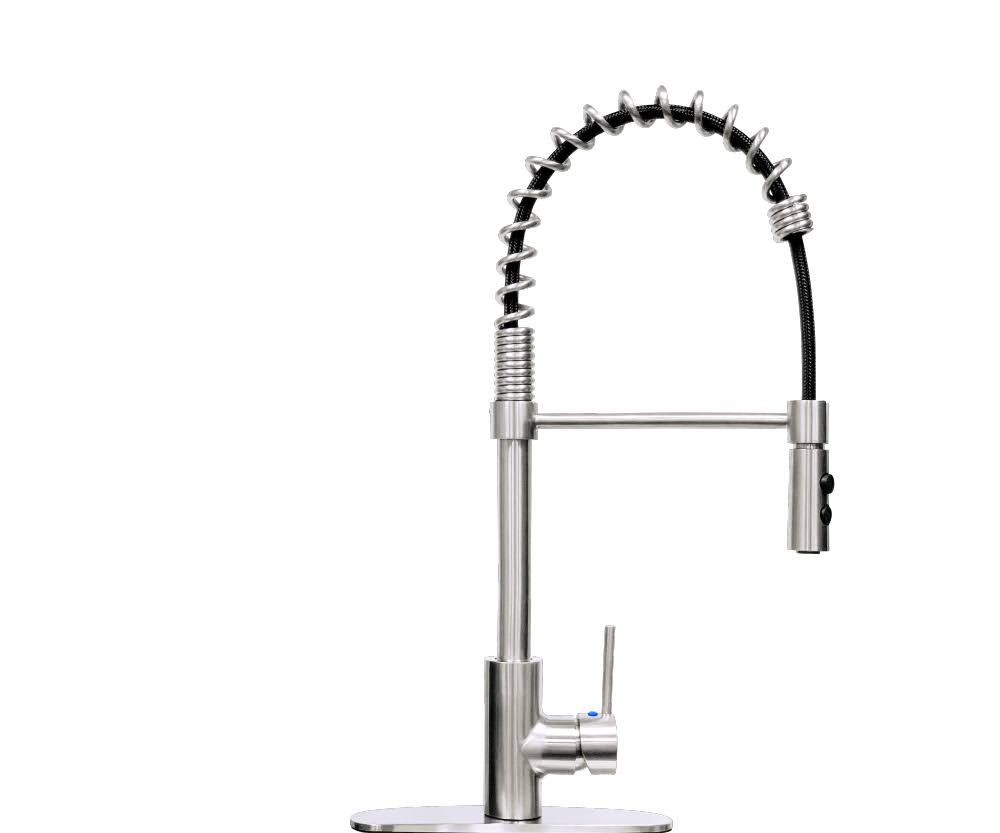 Black Thermoplastic Utility Sink Set with Stainless Steel Coil Pull-Down Faucet D419555