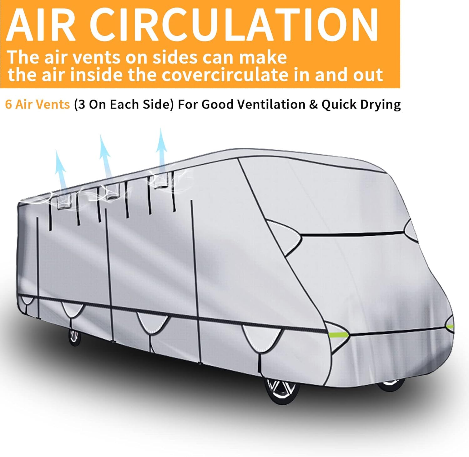 450D Double Oxford Cloth Travel Trailer RV Cover with Lashing Straps Q727