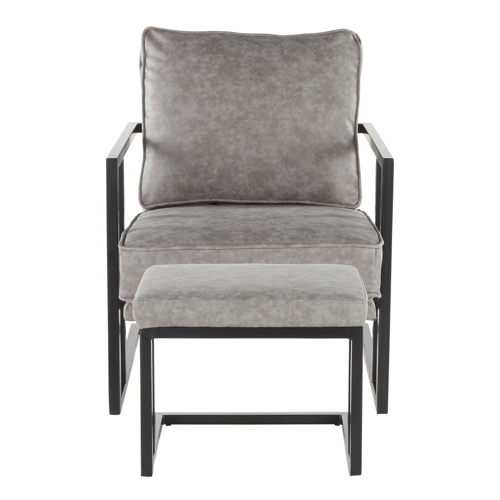 Black/Gray Lounge Chair And Ottoman Set W41809