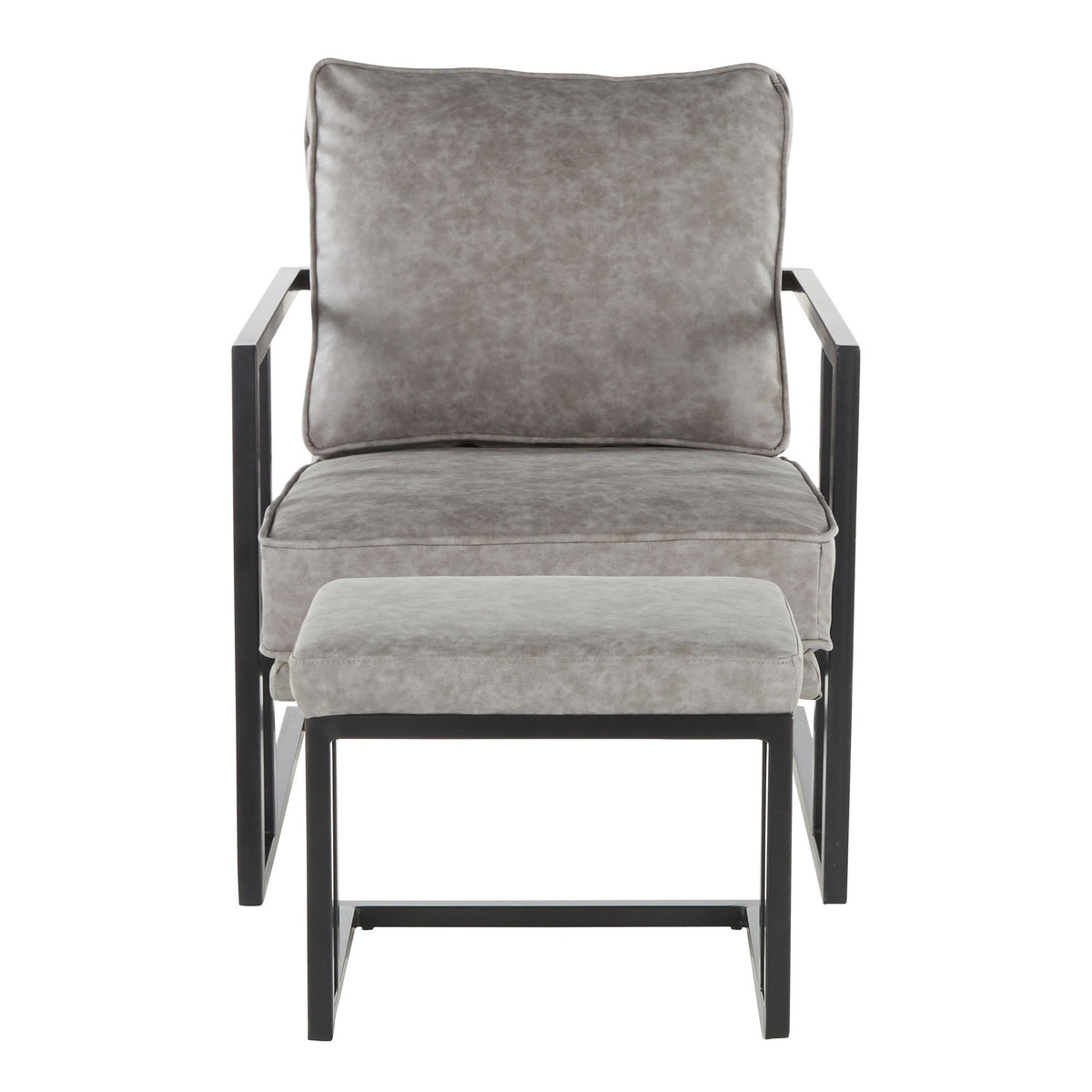 Black/Gray Lounge Chair And Ottoman Set W41809