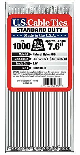 8-Inch Standard Duty Cable Ties Natural 1000-Pack K1021