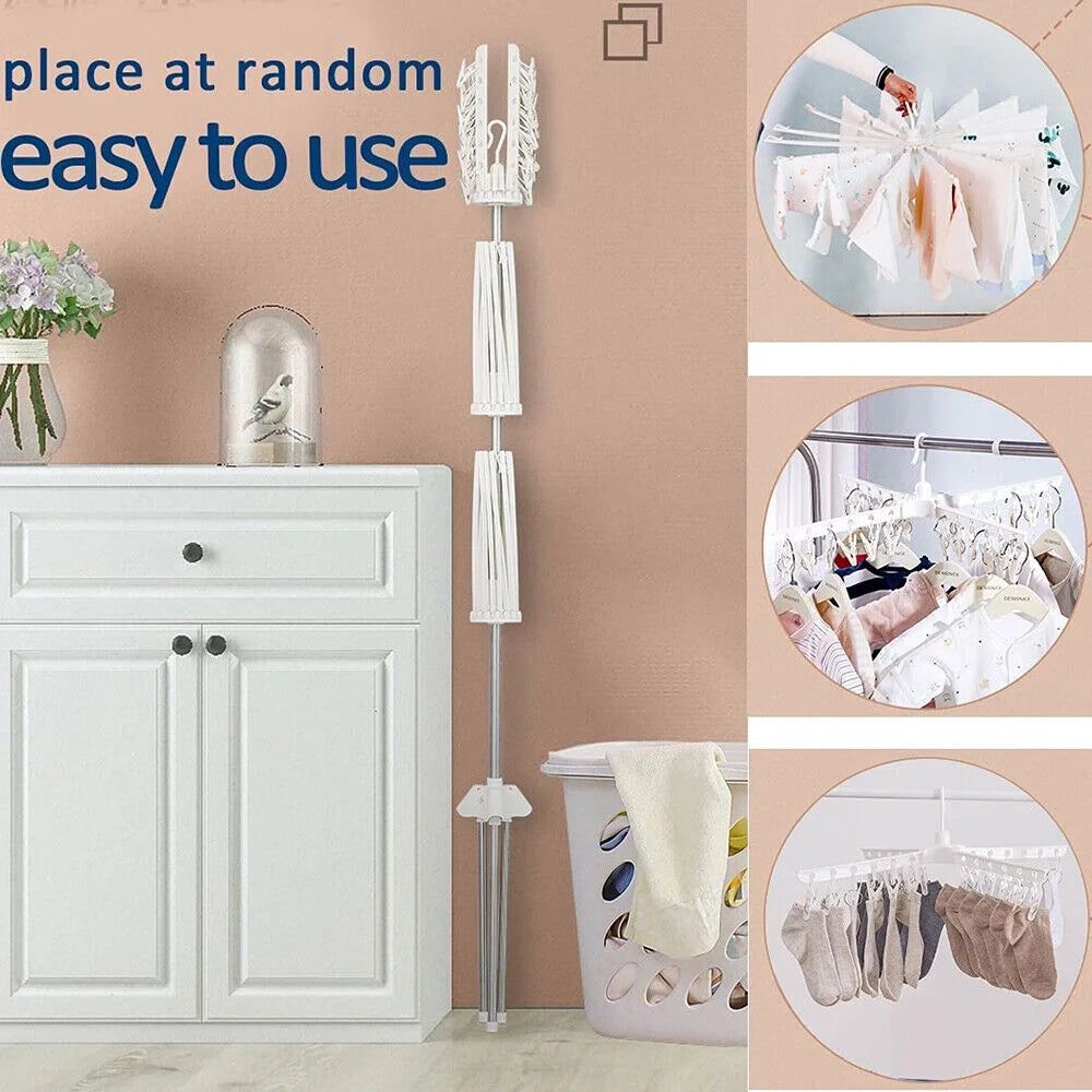 White Stainless Steel 3-Tier Foldable Clothes Drying Rack V917
