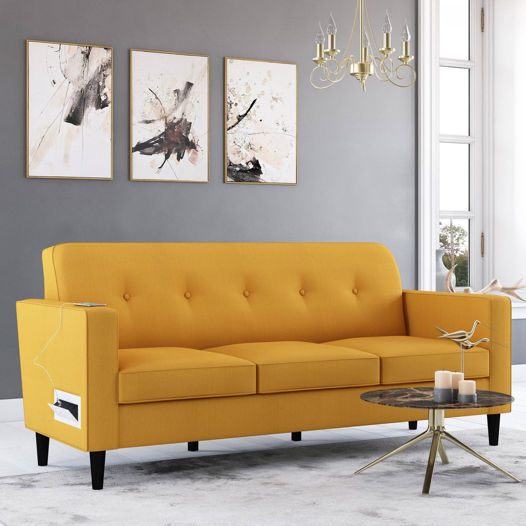 Mustard Yellow Sofa with USB and Power Ports L3247