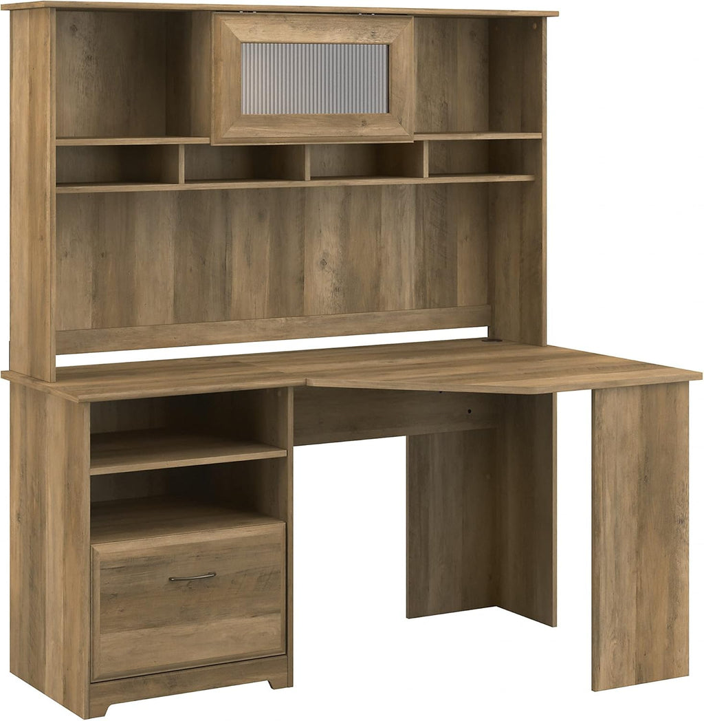 Corner Desk with Hutch, 60W, Linen White Oak X659783